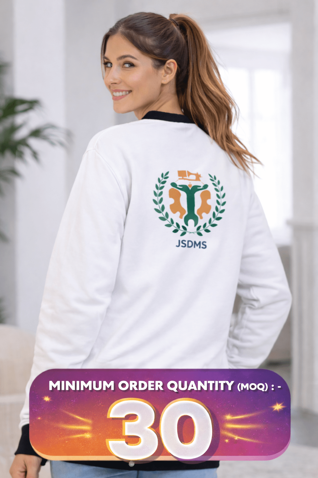 JSDM Women’s White Sweatshirt & Cardigan