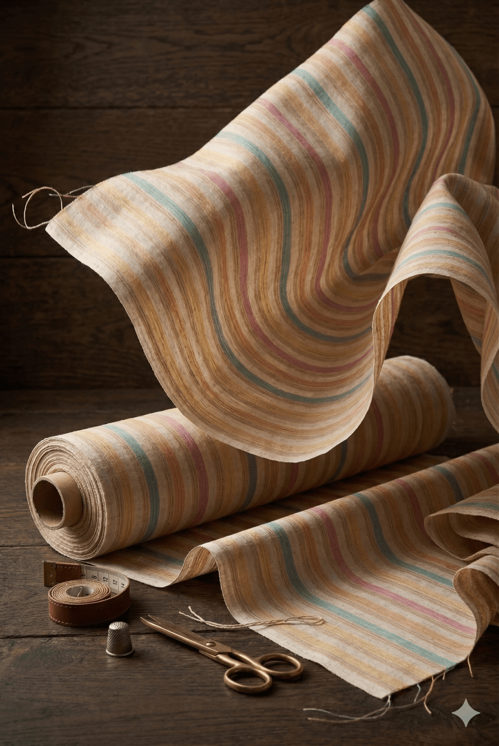 Multi-Color Striped Linen Blend Fabric M05 - (58-Inch Pana)