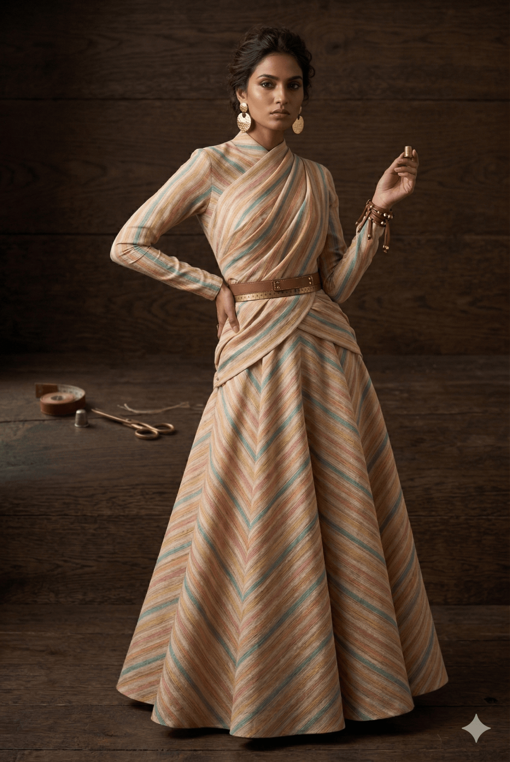 Multi-Color Striped Linen Blend Fabric M05 - (58-Inch Pana)