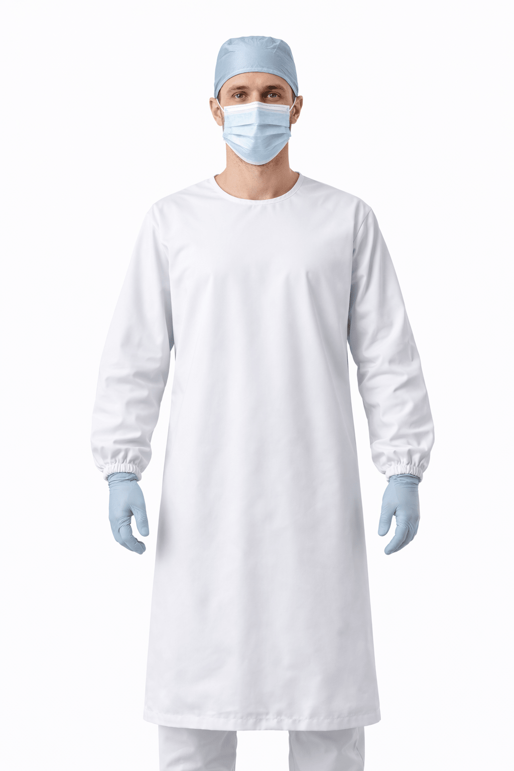 White Reusable Medical Gown (Elastic Cuffs)